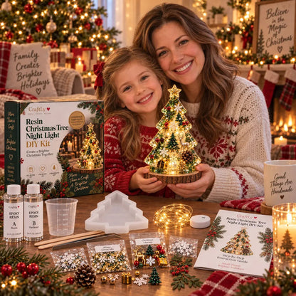 🎄 Christmas Hot Sale - 50% OFF✨Beginner-Friendly Resin Christmas Tree Night Light DIY Kit | Complete Kit with Mold, Resin, Fairy Lights & Festive Decorations ✨