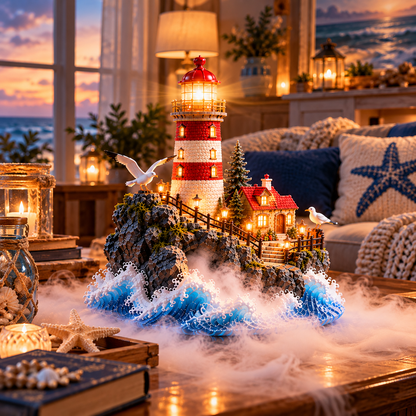 🌊 Stormhaven Lighthouse™ – Lighted Ocean Mist Diffuser | A Glowing Coastal Escape of Waves, Warmth & Wonder