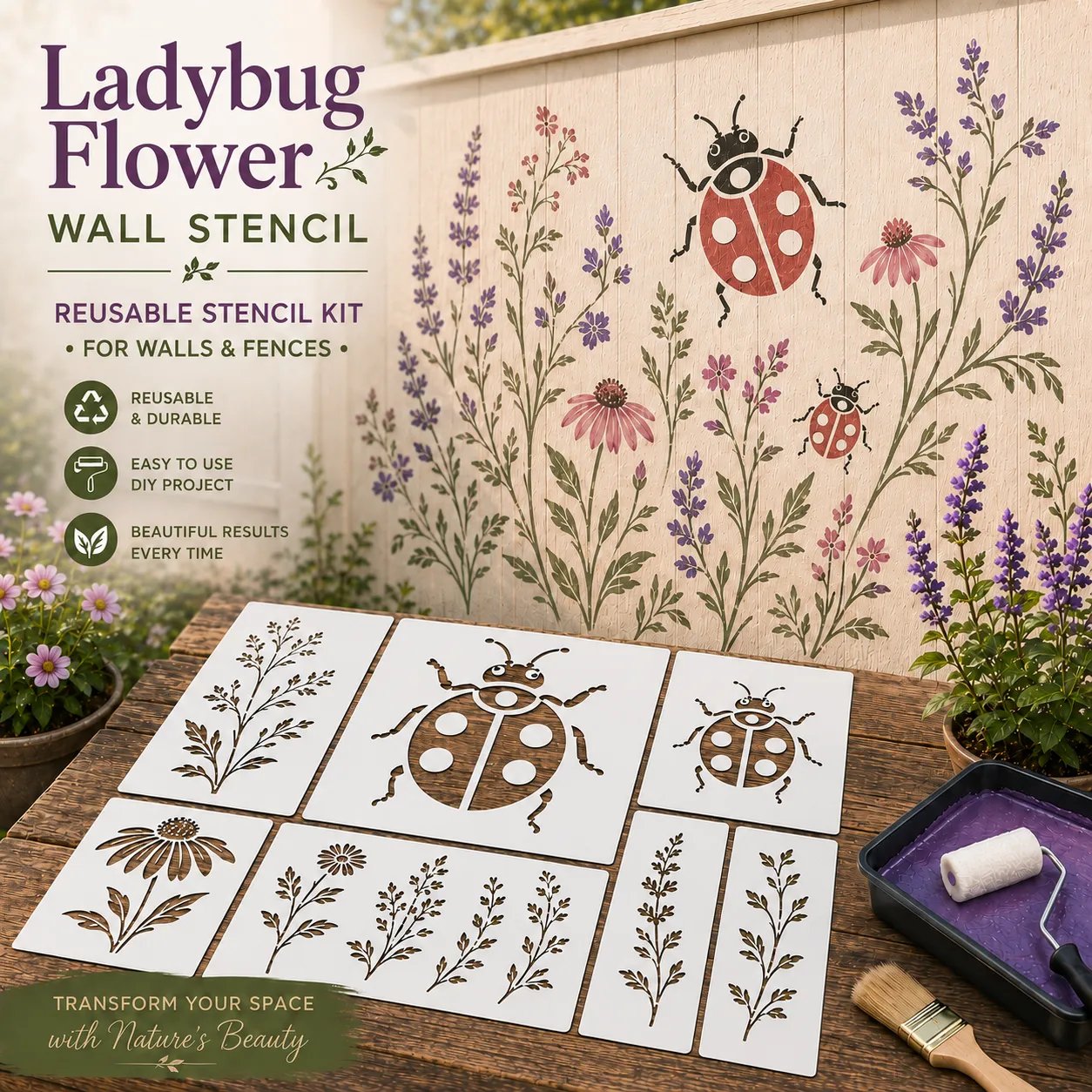 💥 LAST DAY 49% OFF – 🌿 Garden Wall Stencil™ Collection | Make your walls look lively and not monotonous