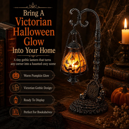 🔥 Last Day 50% OFF 🎃 Gothic Pumpkin Lantern Stand | Warm Orange LED Glow & Haunted Victorian Decor🕯️