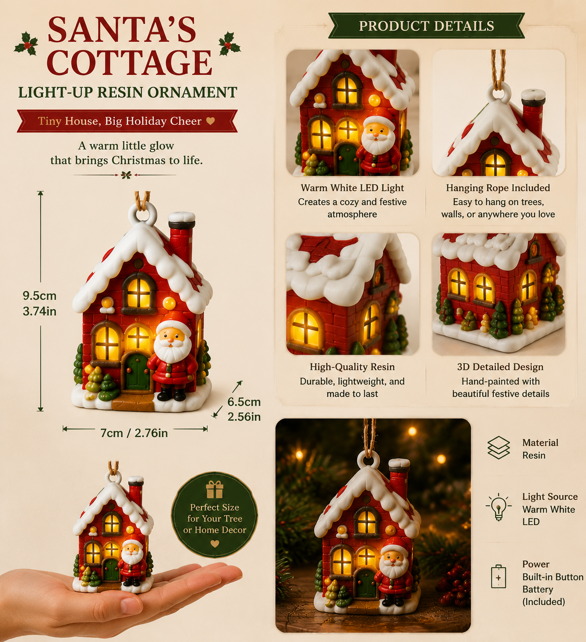 🔥Hot Sale - 50% OFF🔥🎄 Mini Christmas Village™ Light-Up Resin Ornament Collection