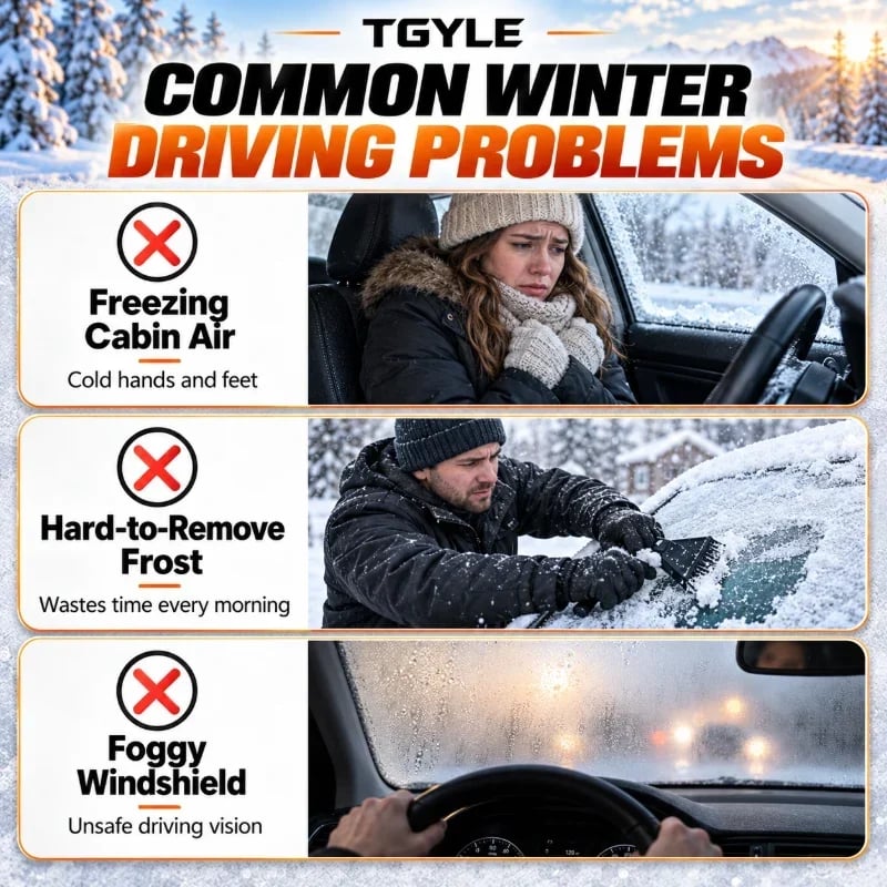 🔥Portable Car Heater Defroster with 360-Degree Rotating Base