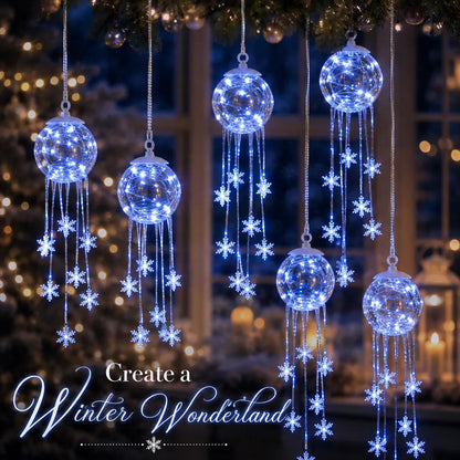 ⏳ Last Day 49% OFF – ❄️ Icy Glow Hanging Ornament™ | Crystal-Style Globe with Cascading Snowflakes & Dreamy Icy Blue LED Glow for Christmas Trees, Windows & Cozy Winter Décor 💎