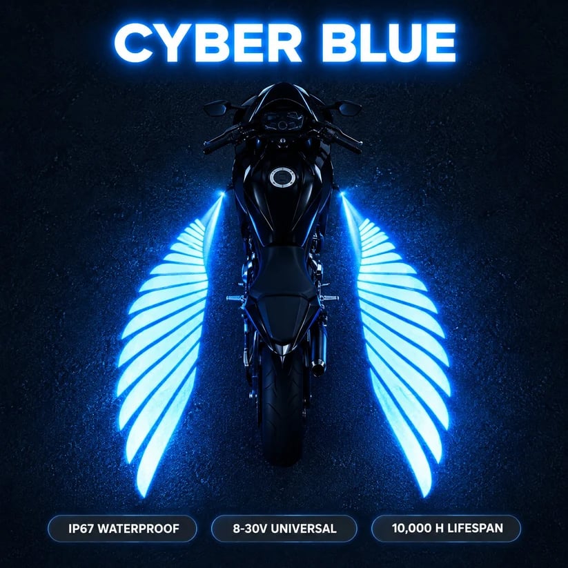 🏍️ IP67 Waterproof & Dustproof Angel Wing Motorcycle LED Projector Lights (1 Pair)