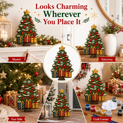 🎉🎄 DIY Christmas Tree Mold & Paint Craft Kit | Reusable 3D Mold with 8 Acrylic Paints, 2 Brushes & Festive Detail Guide 🎨✨