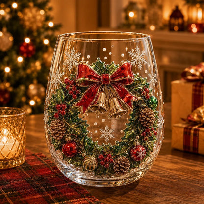 ✨🎅 LAST DAY 49% OFF –🎄 ✨ Magical Christmas 3D Glass Cup | Raised Festive Artwork, Sparkling Details & Holiday Gift Drinkware 🎅💎
