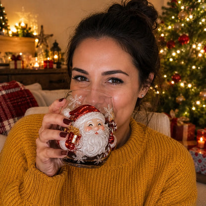 ✨🎅 LAST DAY 49% OFF –🎄 ✨ Magical Christmas 3D Glass Cup | Raised Festive Artwork, Sparkling Details & Holiday Gift Drinkware 🎅💎