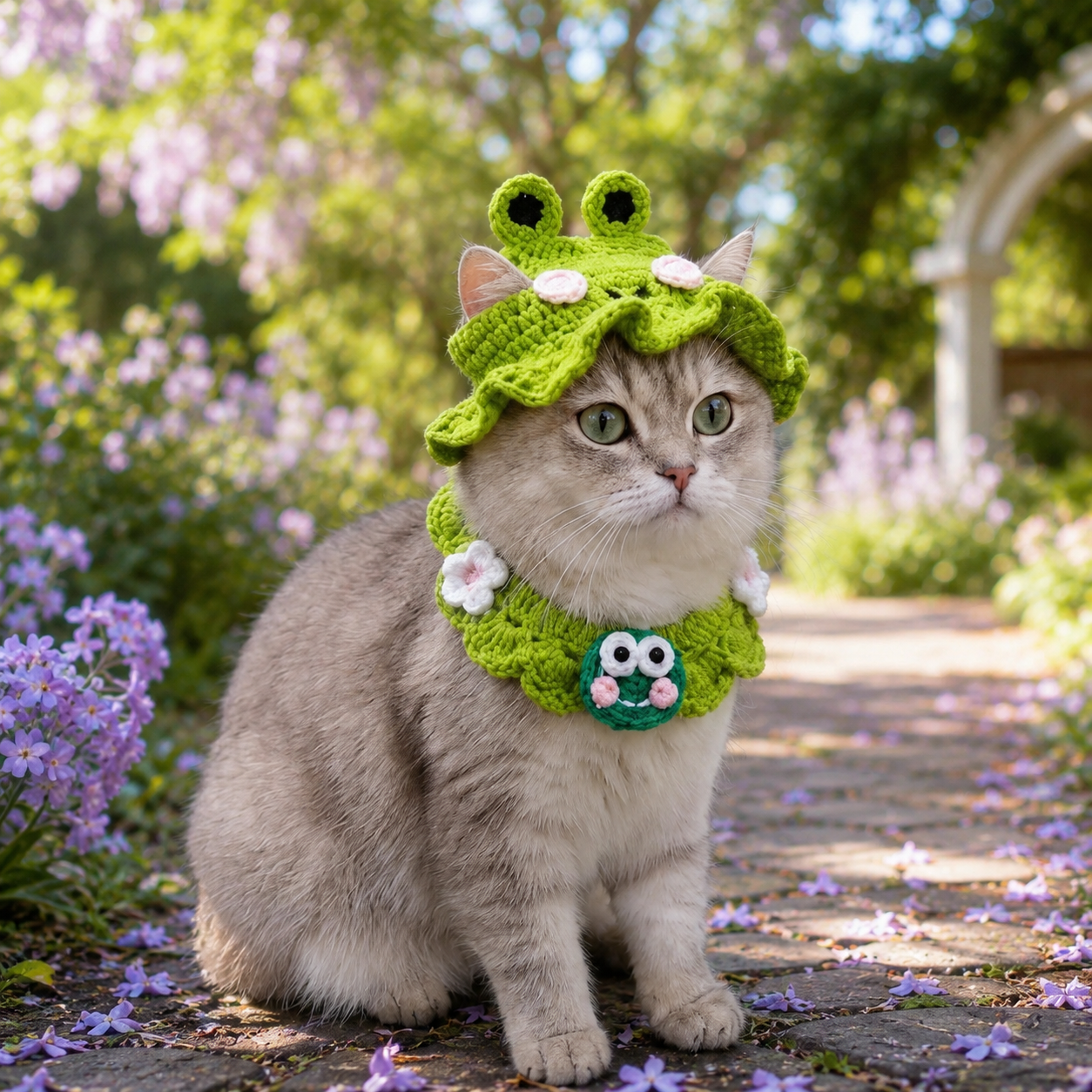 Handmade Crochet Pet Hat – Cute Character Bonnet for Cats