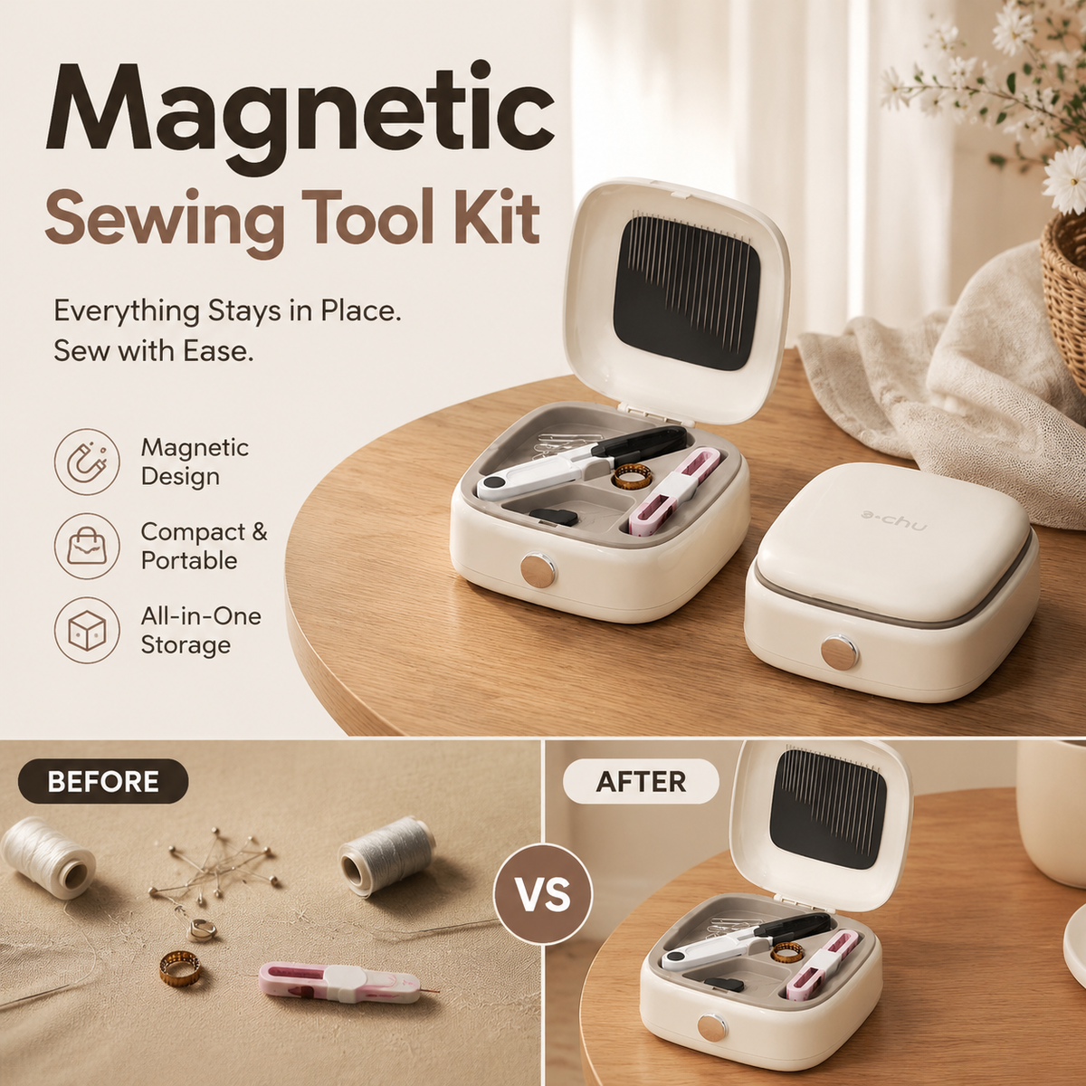 📢📢40% OFF !! ⏰ Portable Magnetic Sewing Kit with Organized Storage