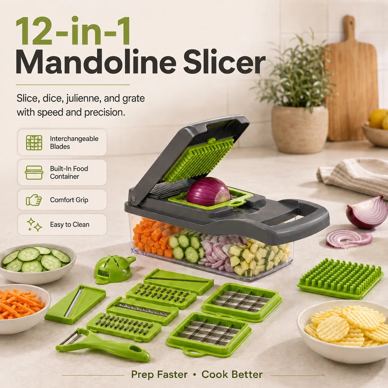 12-in-1 Vegetable Chopper & Slicer — Faster, Easier Meal Prep