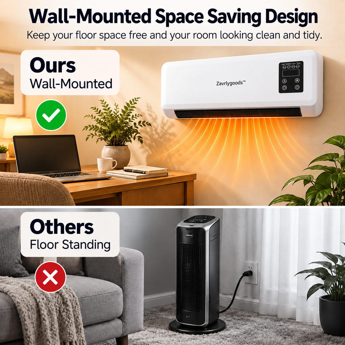 🌞🌞Mounted Space Heater with Thermostat and Remote Control