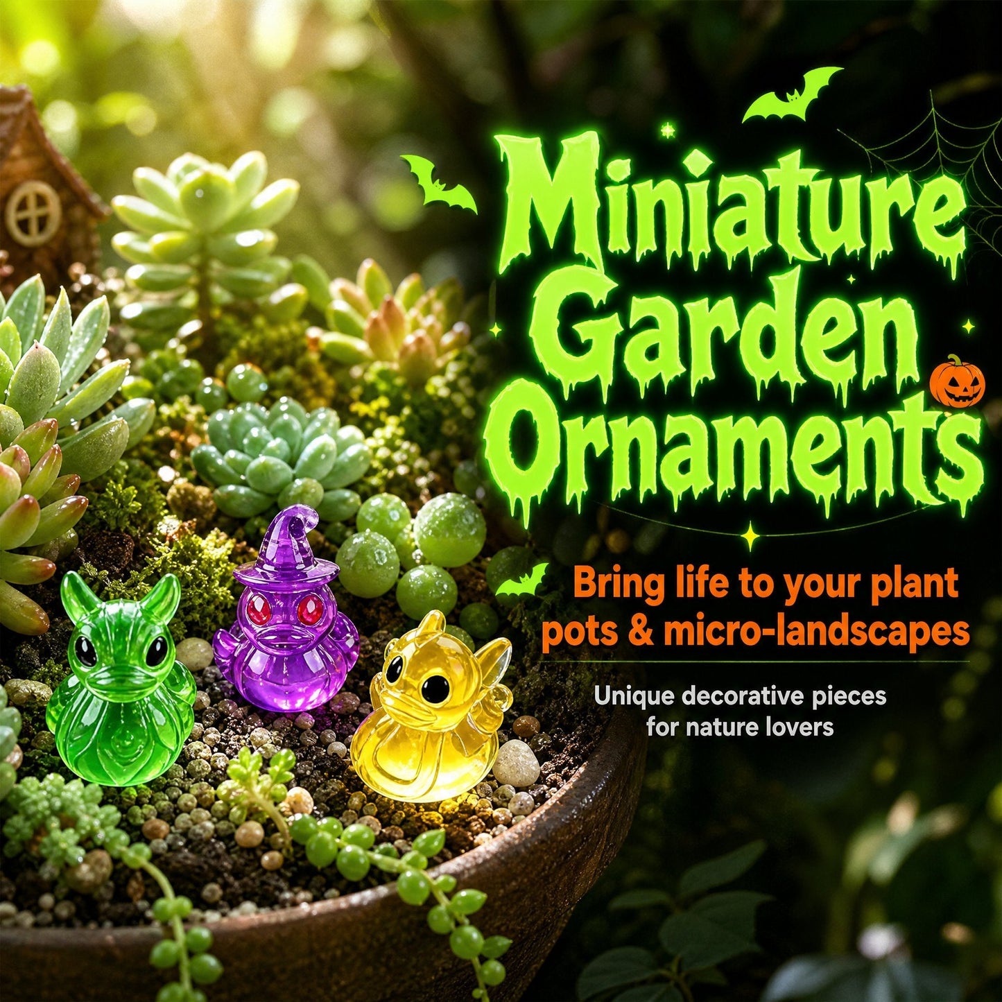 👻🎃Glow-In-The-Dark Mini Halloween Duck Set - Luminous Resin Figurines & Spooky Statues for Desk & Micro-Landscapes