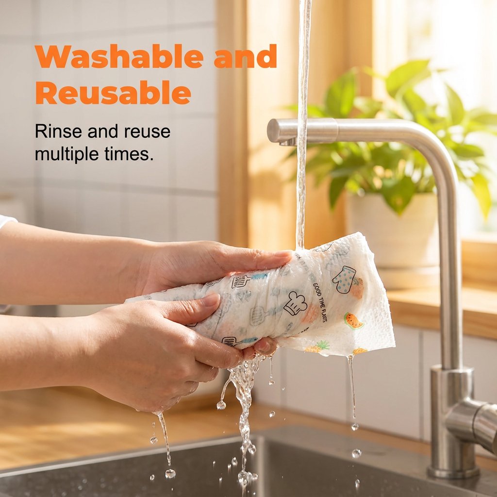 50-Piece Reusable Cleaning Cloth Roll – Washable Tear-Off Kitchen & Home Rags