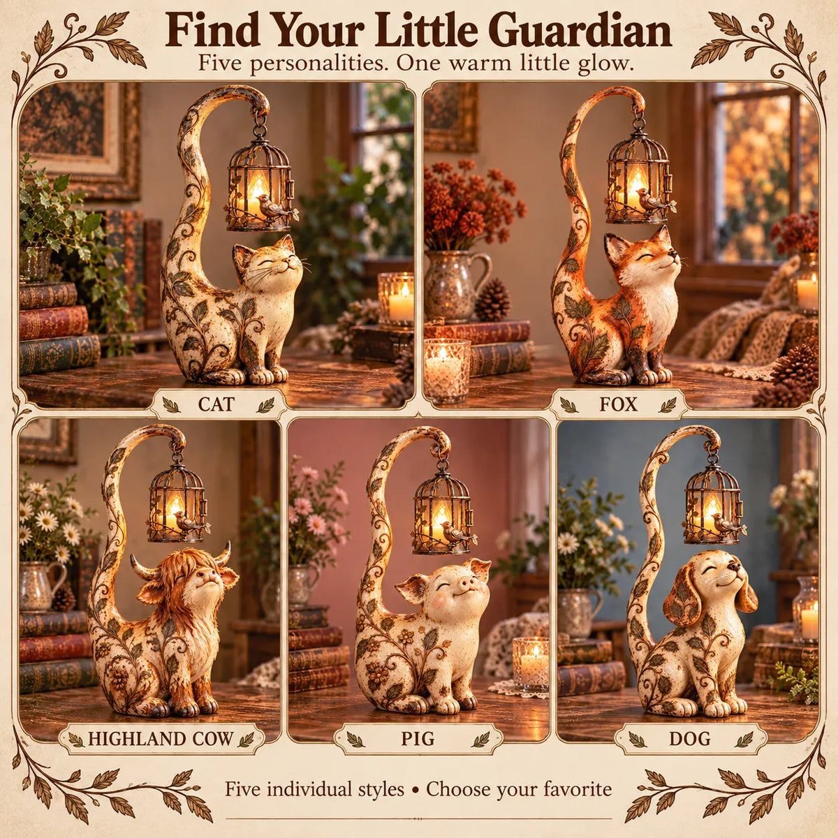 🏮 Little Guardian Lantern Figurines – A Cozy Glow for Any Corner (5 Styles)