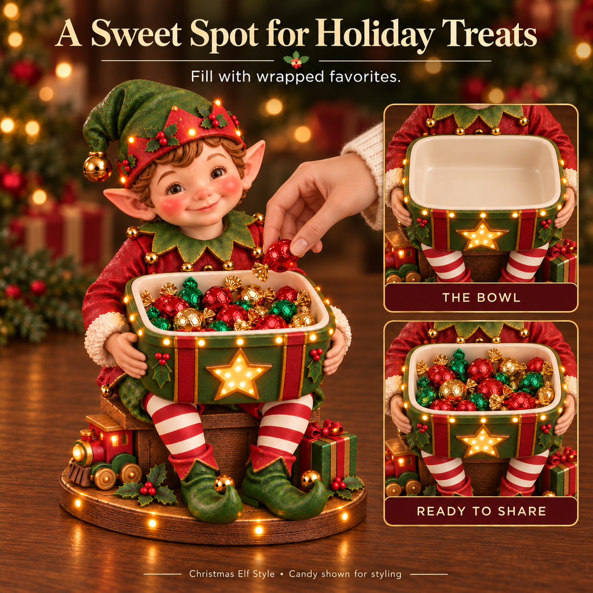 🎄 Christmas Sale – 50% OFF ✨ Light-Up Christmas Candy Bowl – Charming Holiday Tabletop Decor & Gift 🎁