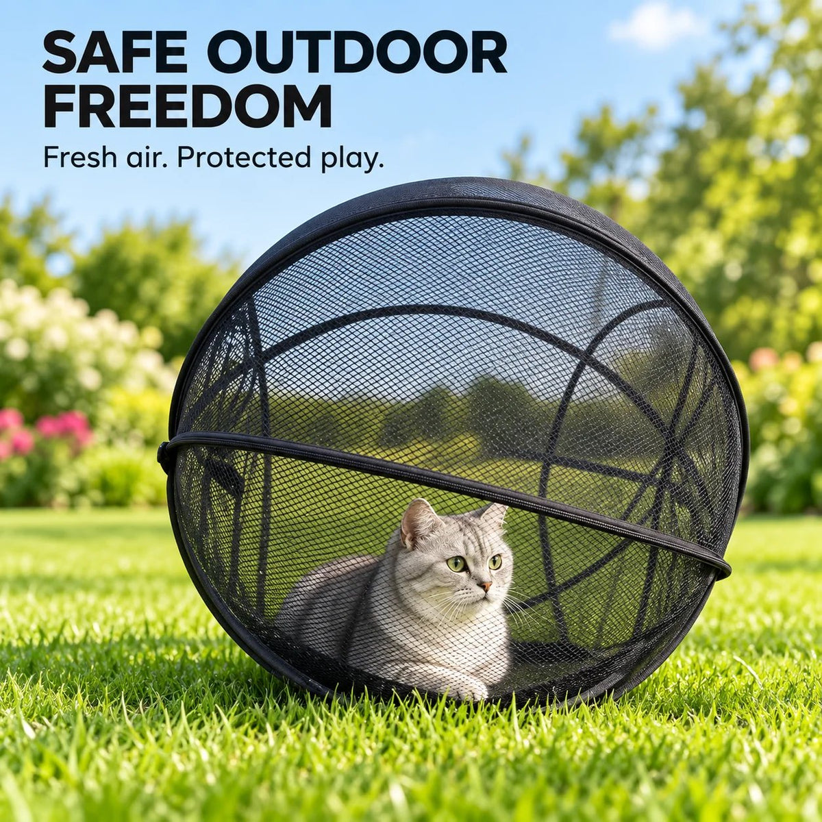 🐱 Pop Up Cat Playpen | 32-Inch Breathable Mesh Enclosure for Indoor & Outdoor Use 🌿