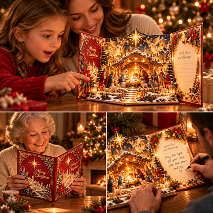 🎄✨ Christmas Miracle™ – 3D Light-Up Musical Nativity Pop-Up Card with Moving Angels