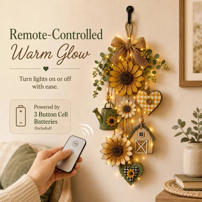 🥳2026 HOT SALE- 50% OFF🌻Rustic Wooden Garden-Themed Hanging Ornament with Remote Control Fairy Lights