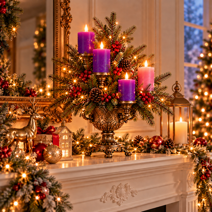 🎄Vintage Christmas Evergreen Candelabra™ – 4-Candle LED Christmas Tree Centerpiece