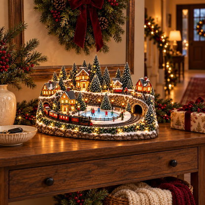 🛤️ Animated Holiday Train & Ice Rink Scene