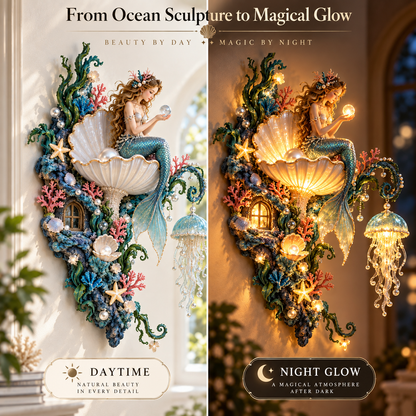 🧜‍♀️🐚Mermaid Pearl Glow Wall Light – Ocean-Inspired Coastal Decor