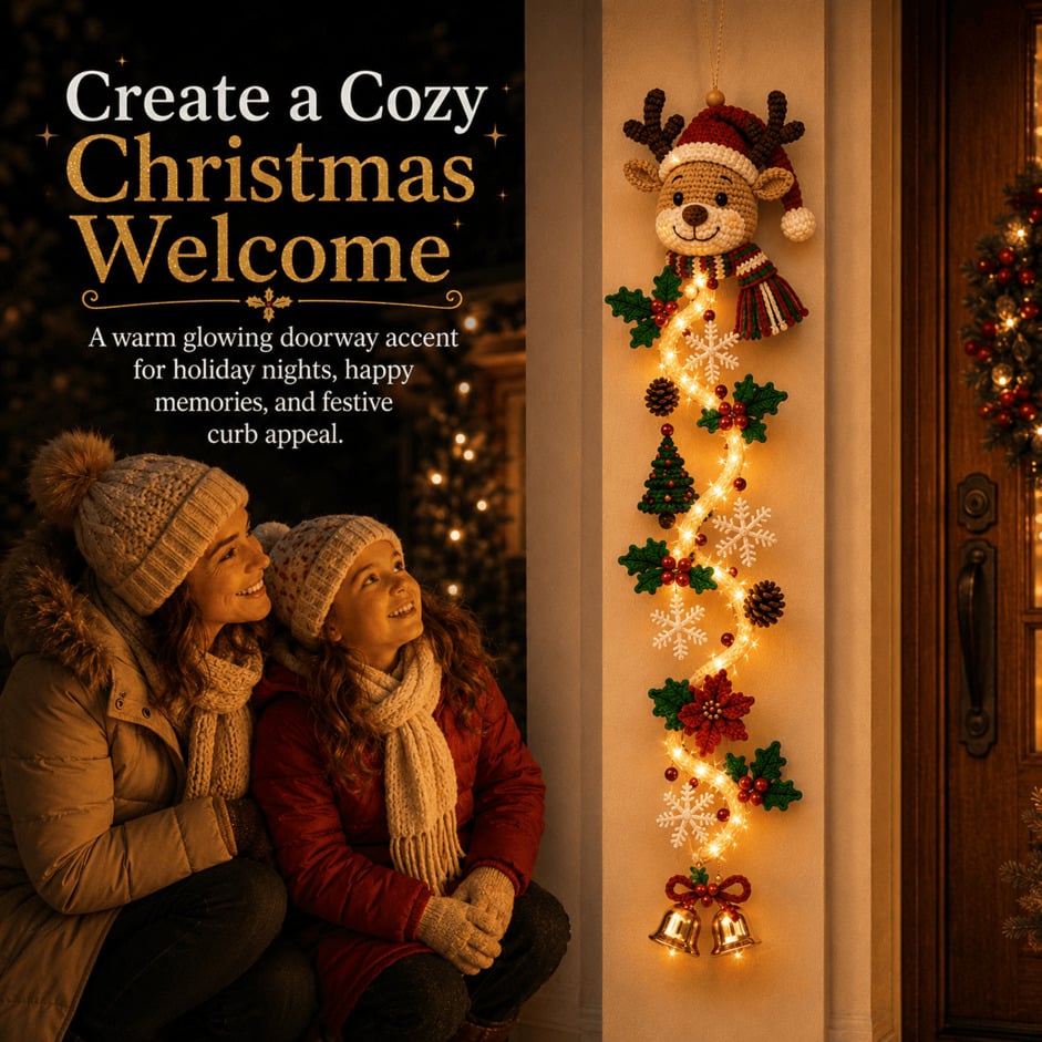 ⏳ ⏳Letzter Tag mit 49 % Rabatt – 🎄MerryCascade Leuchtender Weihnachts-Türhänger | 6 festliche Lichterdesigns, warmes Licht, 3D-Details und platzsparende vertikale Dekoration ✨