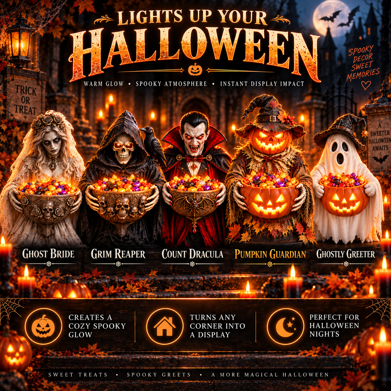 Glowing Halloween Guardian Candy Bowl Collection