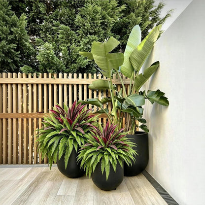 Lifelike Artificial Fern & Red Dracaena – UV-Resistant Outdoor Greenery