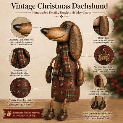 🔥Hot Sale - 50% OFF🔥🐶🎄 Vintage Christmas Dachshund Shelf Sitter