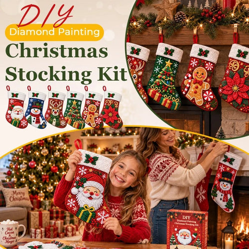 🎄 DIY-Diamantmalerei-Weihnachtsstrumpf-Set | 6 festliche Designs