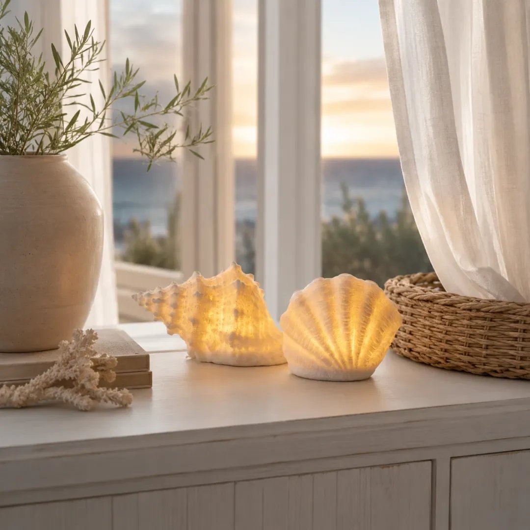 🌊✨Coastal Afterglow Shell & Conch Light Set