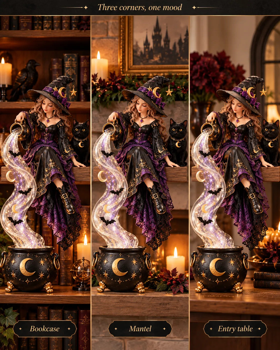 ⏳ Last Day 49% OFF – 🎃 Halloween Magic Cascade Shelf Light Collection | 5 Glowing Gothic Styles for Shelves, Mantels & Spooky Décor ✨