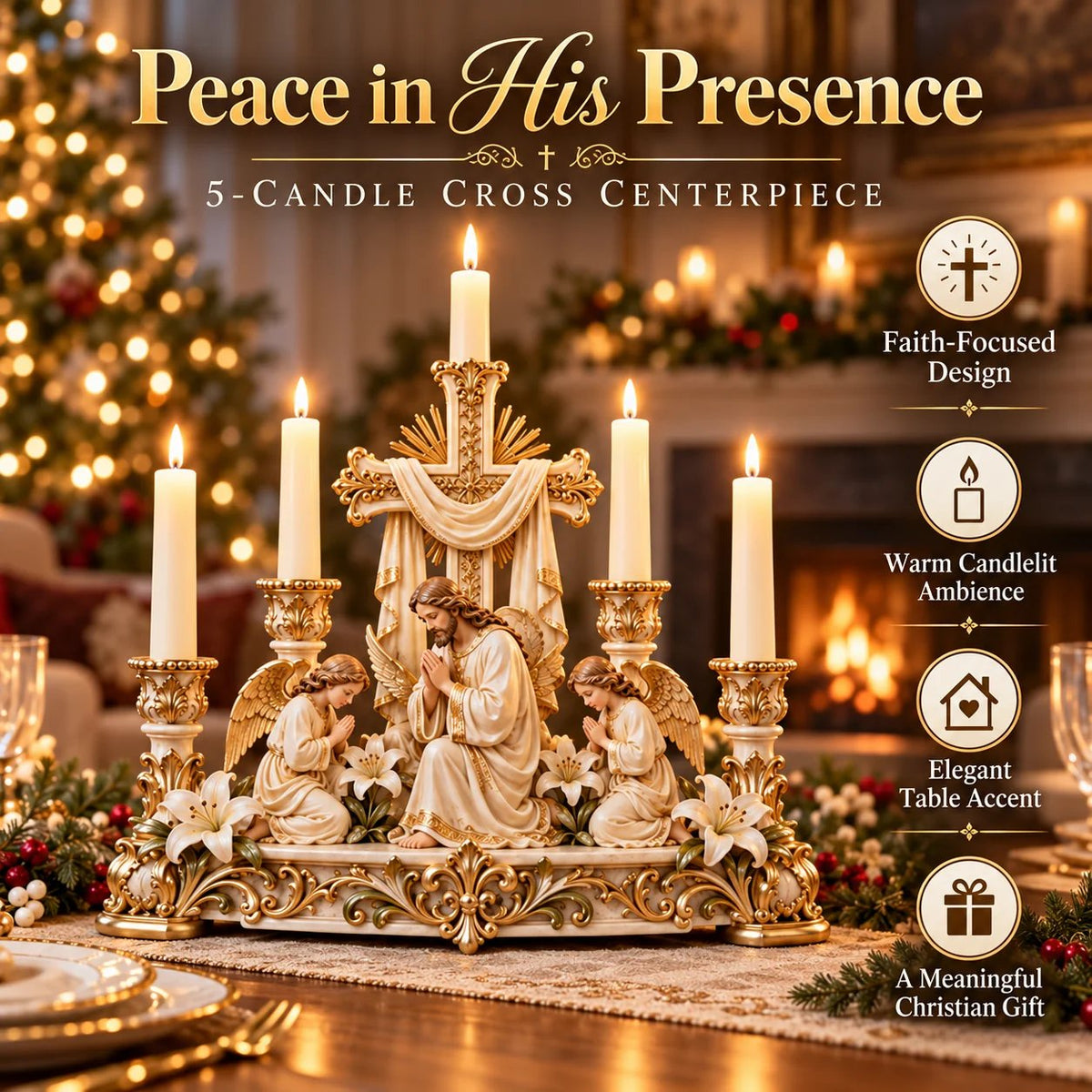 🎄 Christmas Hot Sale -✨🕯️ Light of His Presence — Sacred Christian Candleholder ✝️🤍