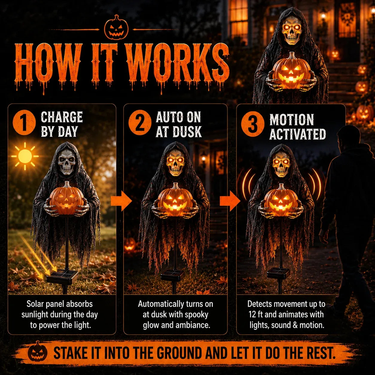 💀 Soul Collector™ Pumpkin Edition Animated Halloween Yard Decoration