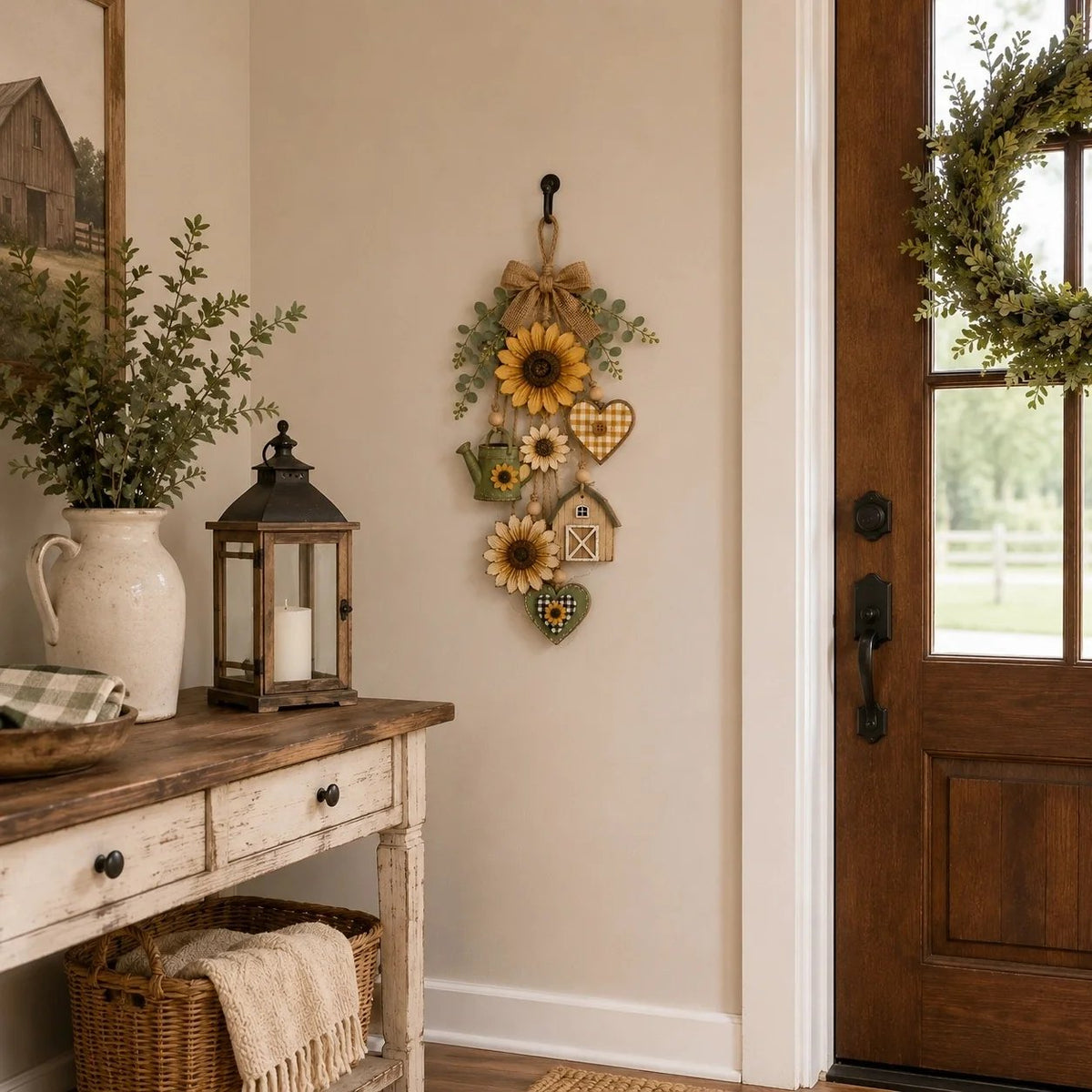 🥳2026 HOT SALE- 50% OFF🌻Rustic Wooden Garden-Themed Hanging Ornament with Remote Control Fairy Lights
