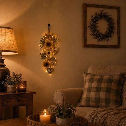🥳2026 HOT SALE- 50% OFF🌻Rustic Wooden Garden-Themed Hanging Ornament with Remote Control Fairy Lights