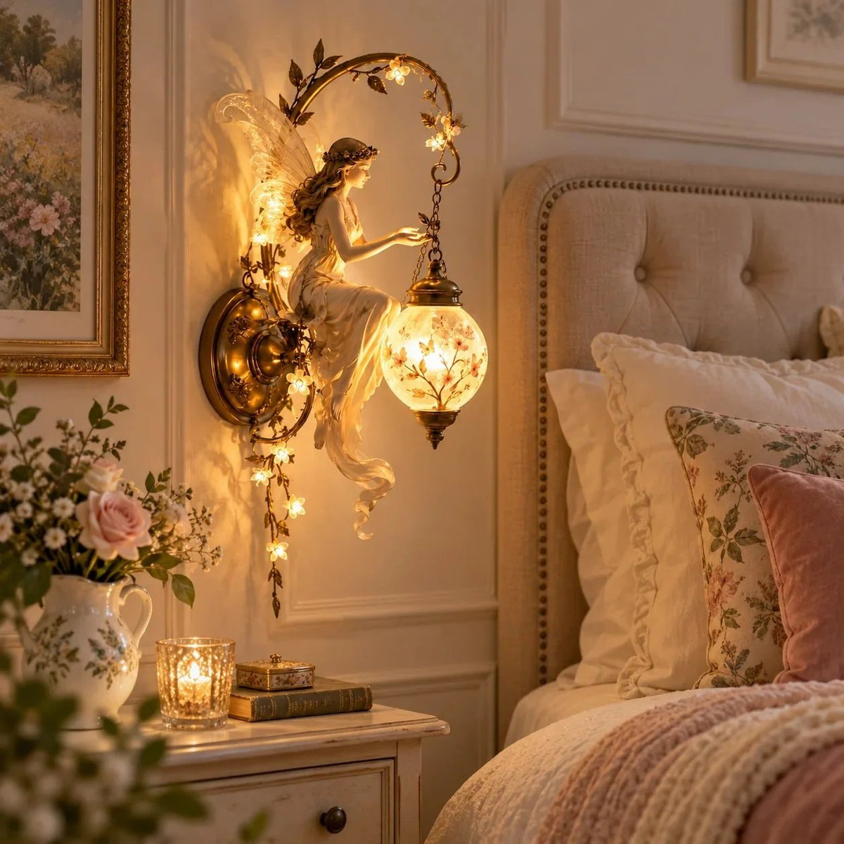 🧚🌸 Fairy Garden Glow Wall Lamp – Whimsical Floral Accent Light for Cozy Spaces