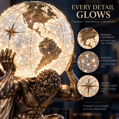 🌍 Atlas Worldbearer™ Illuminated Globe Sculpture – Carry the World. Light What Matters.