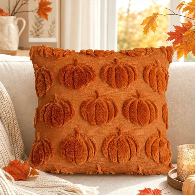 Jacquard Pumpkin Pillow Covers – 18x18 Inch