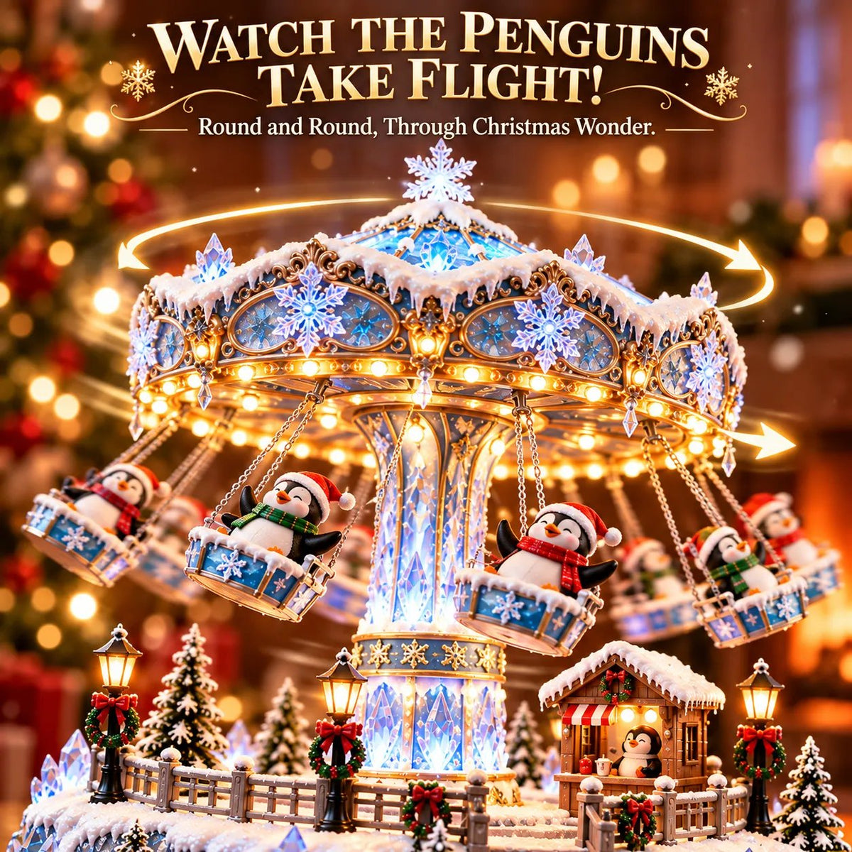 🎄 Christmas Sale 49% OFF! 🐧 Penguin Winter Swing Carnival – Light-Up Rotating Christmas Decoration ❄️✨