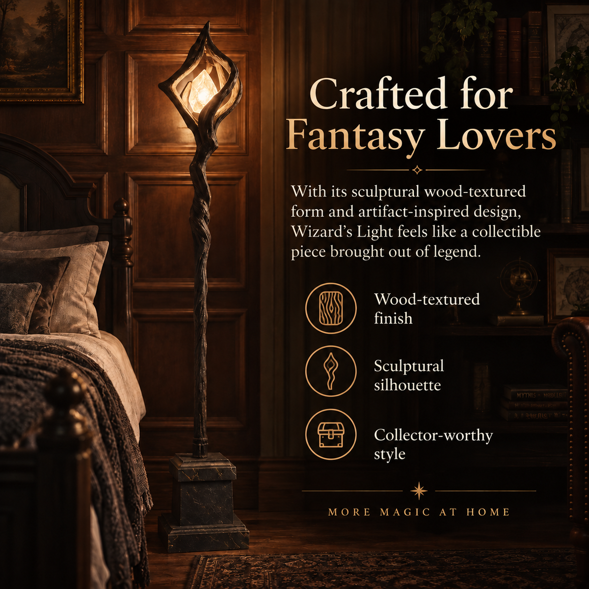 Wizard's Light fantasy staff lamp