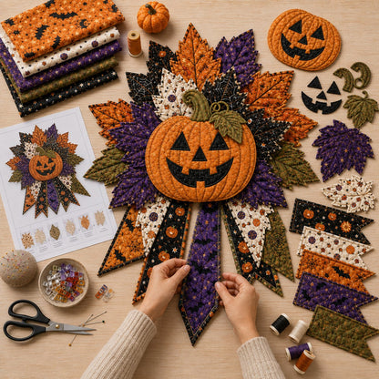 🔥Last Day 49% OFF - 🎃DIY Quilted Halloween Pumpkin Door Hanger Kit
