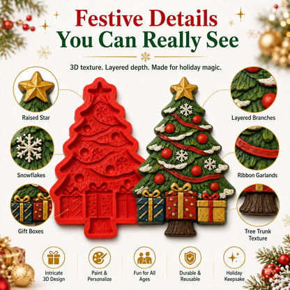 🎉🎄 DIY Christmas Tree Mold & Paint Craft Kit | Reusable 3D Mold with 8 Acrylic Paints, 2 Brushes & Festive Detail Guide 🎨✨