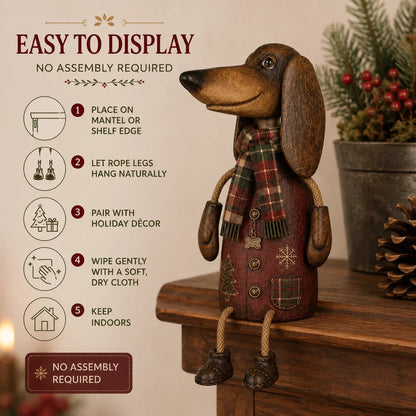 🔥Hot Sale - 50% OFF🔥🐶🎄 Vintage Christmas Dachshund Shelf Sitter