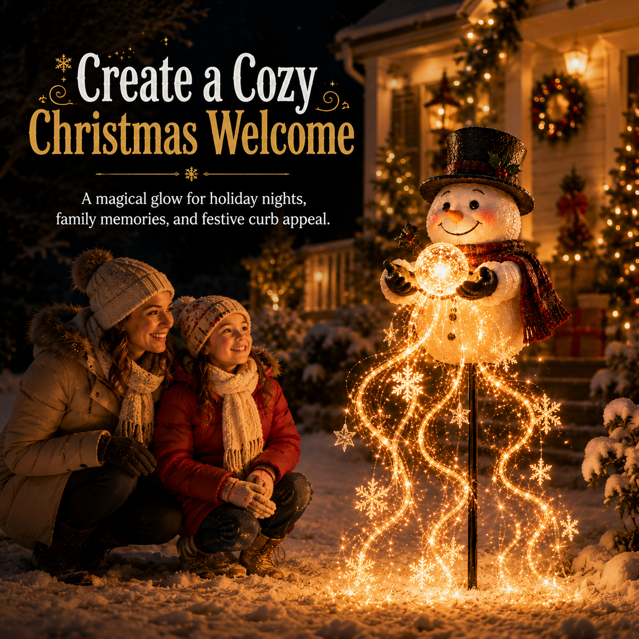 🎄49% OFF🎄 Snowman Magic Fountain™-Flowing Snowflake LED Christmas Garden Light❄️