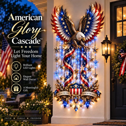 🦅 American Glory Cascade™ – Illuminated Eagle & Stars Patriotic Wall Decor