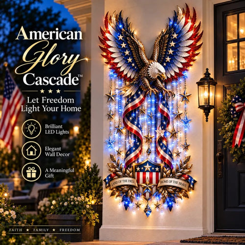 🦅 American Glory Cascade™ – Illuminated Eagle & Stars Patriotic Wall Decor