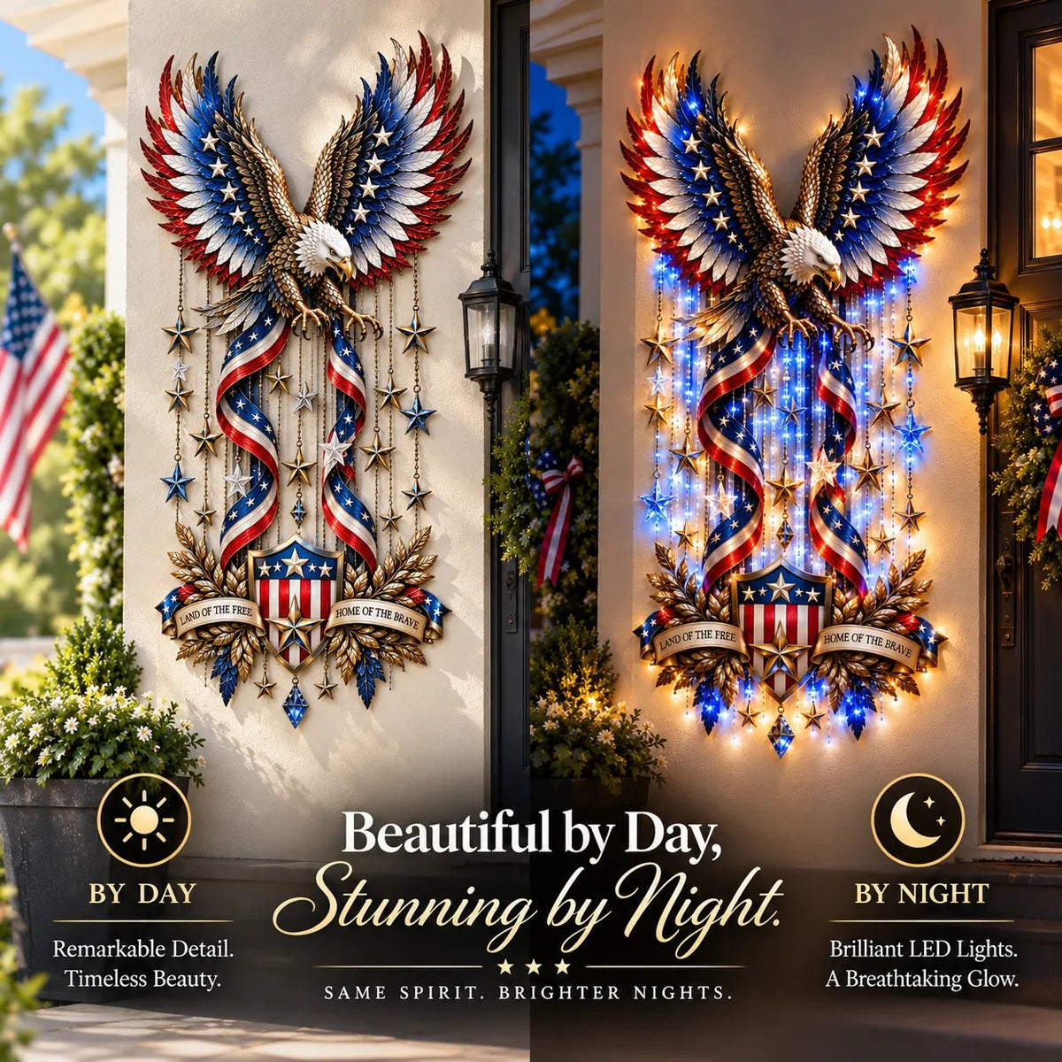 🦅 American Glory Cascade™ – Illuminated Eagle & Stars Patriotic Wall Decor