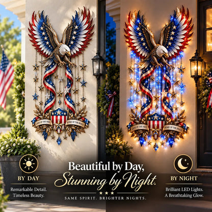🦅 American Glory Cascade™ – Illuminated Eagle & Stars Patriotic Wall Decor
