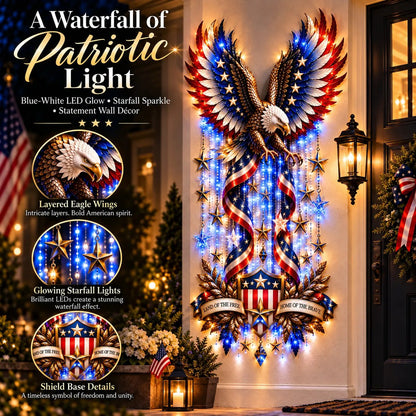 🦅 American Glory Cascade™ – Illuminated Eagle & Stars Patriotic Wall Decor